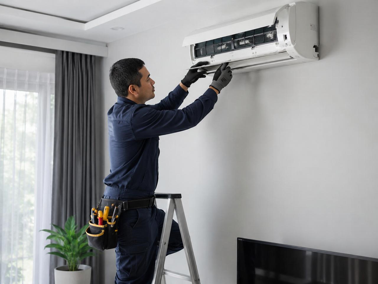 Unidad de aire acondicionado instalada